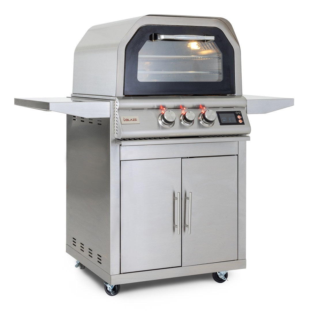 Blaze 26-Inch Propane Gas Outdoor Pizza Oven with Rotisserie and Cart