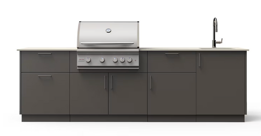 Blaze Sunset 10-Ft Outdoor Kitchen Island w/ 32-Inch Premium LTE+ Grill in Gunmetal w/ Aeris Countertop